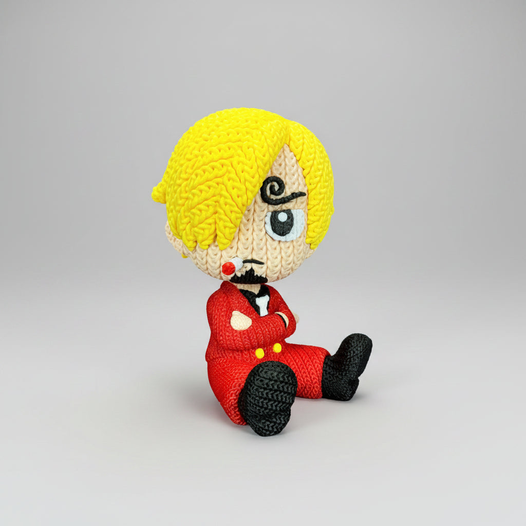 Figurine Fanart Effet Tricoté Pirates de Customcréa3D, modèle en détail avec texture tricotée, représentant un pirate.