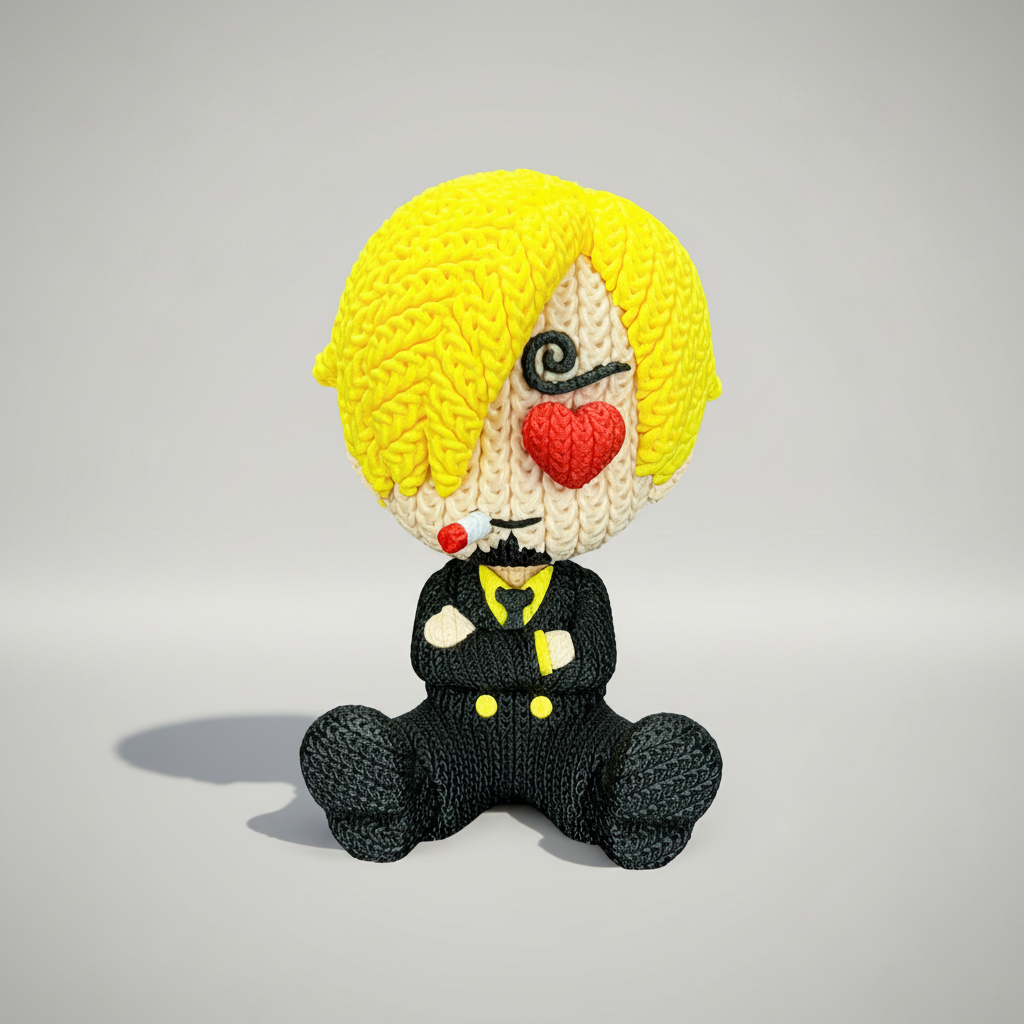 Figurine Fanart Effet Tricoté Pirates de Customcréa3D, miniature détaillée représentant un personnage pirate en style tricoté.