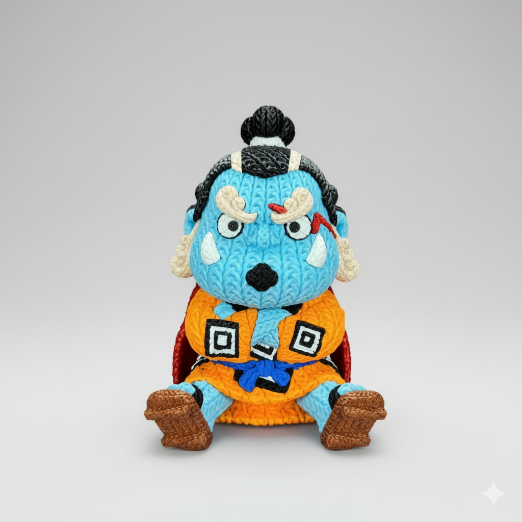 Figurine Fanart Effet Tricoté Pirates de Customcréa3D, détail artisanal représentant des personnages pirates en tricot.