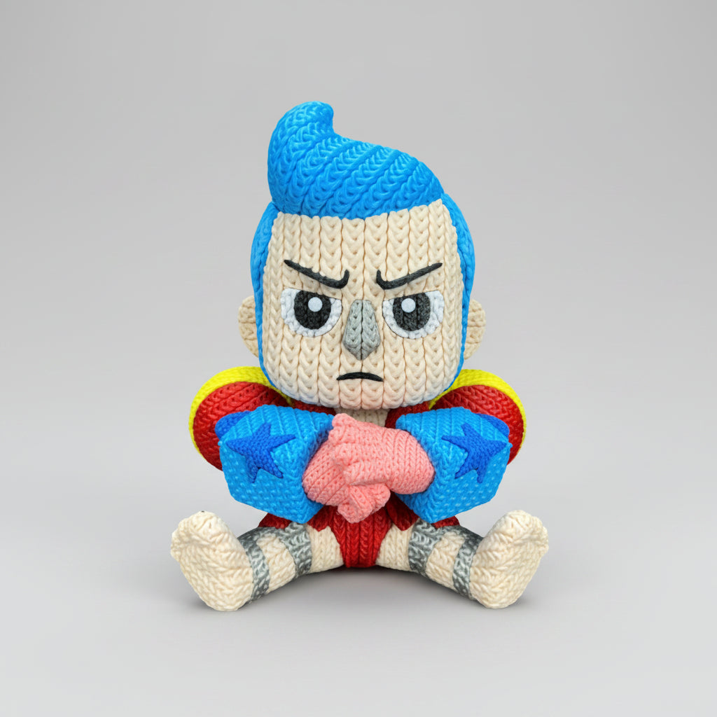 Figurine Fanart Effet Tricoté Pirates de Customcréa3D, détail en tricot et style pirate, image montrant la figurine.