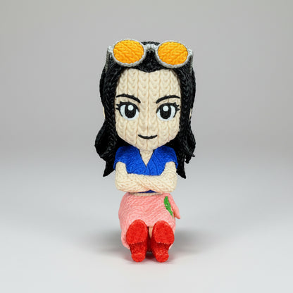 Figurine fanart Pirates en effet tricoté de la marque Customcréa3D, représentant un personnage de style pirate en tricot.