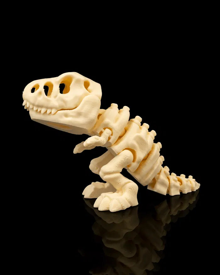Squelette articulé de T-Rex de la marque Customcréa3D, modèle détaillé avec os visibles et articulation mobile.