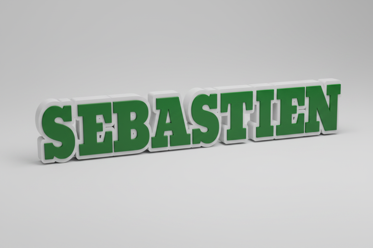 Logo personnalisable avec prénom, création en 3D par Customcréa3D, design coloré sur fond blanc.
