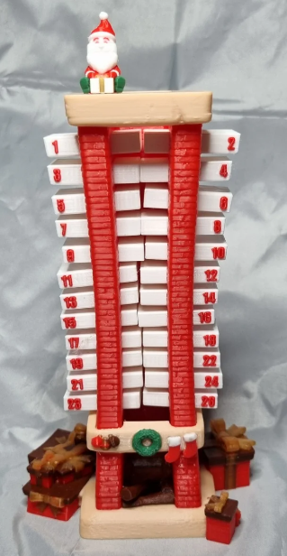 Impression 3D calendrier de l'avent cheminée père noel