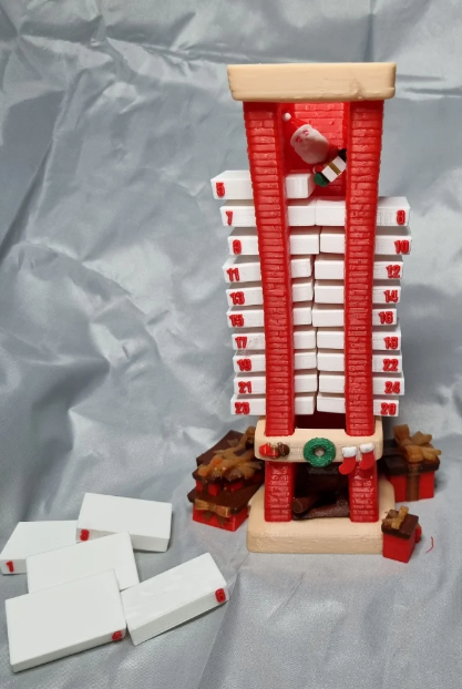 Impression 3D calendrier de l'avent cheminée père noel