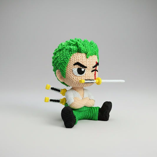 Figurine fanart Pirates en tricoté, modèle détaillé de la marque Customcréa3D, représentant un personnage de style pirate.