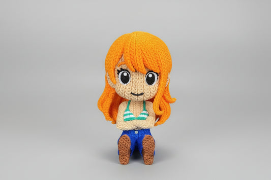Figurine Fanart Effet Tricoté Pirates de Customcréa3D, détail en tricot et design pirate, pour collection ou décoration.